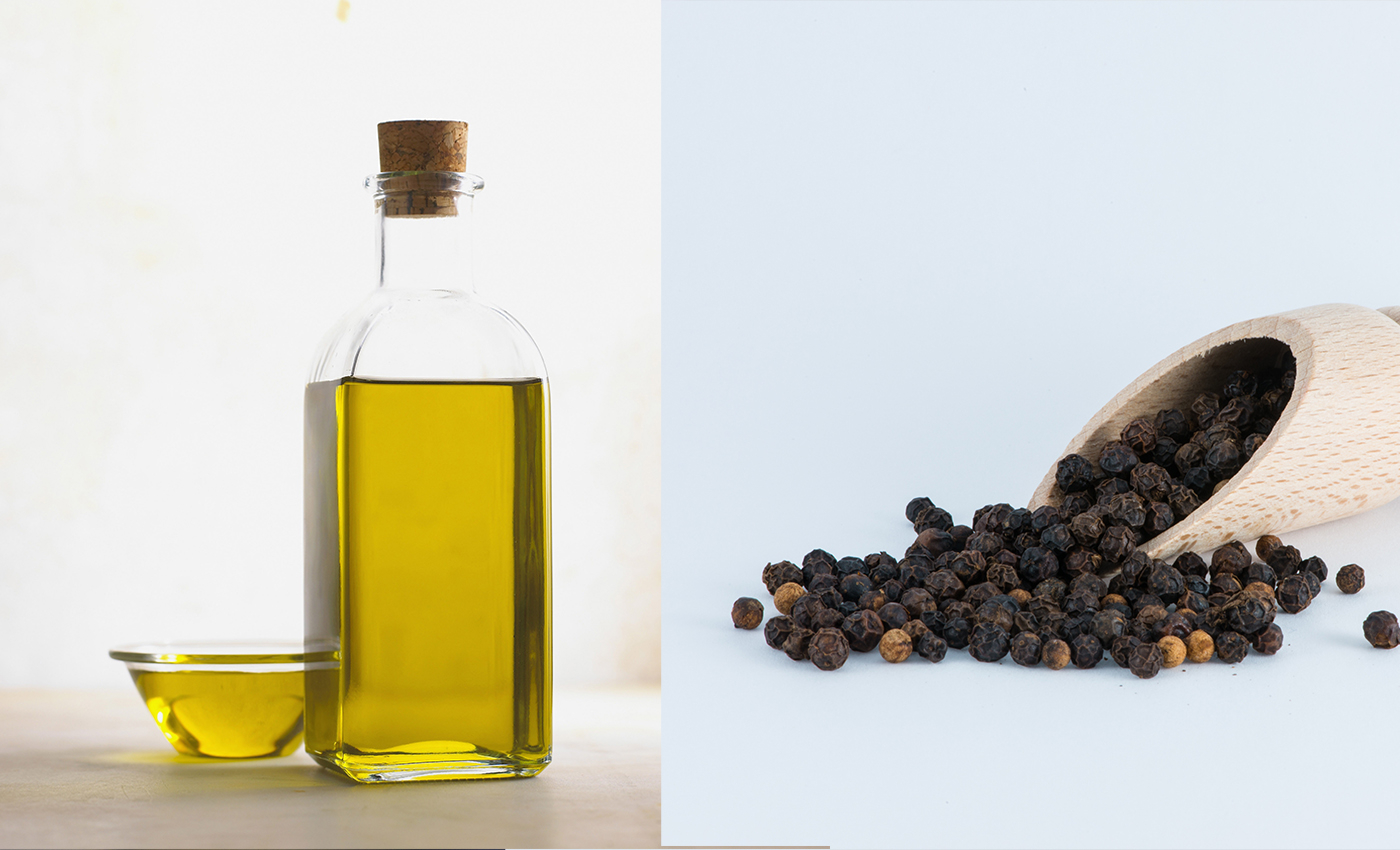 COVID-19 can be treated by eating black pepper crushed in olive oil.