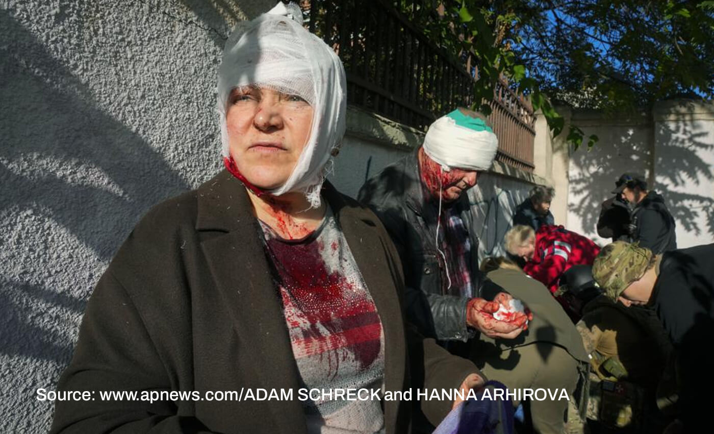 An image of people injured in the October 10 missile strike in Kyiv, Ukraine, is fake.