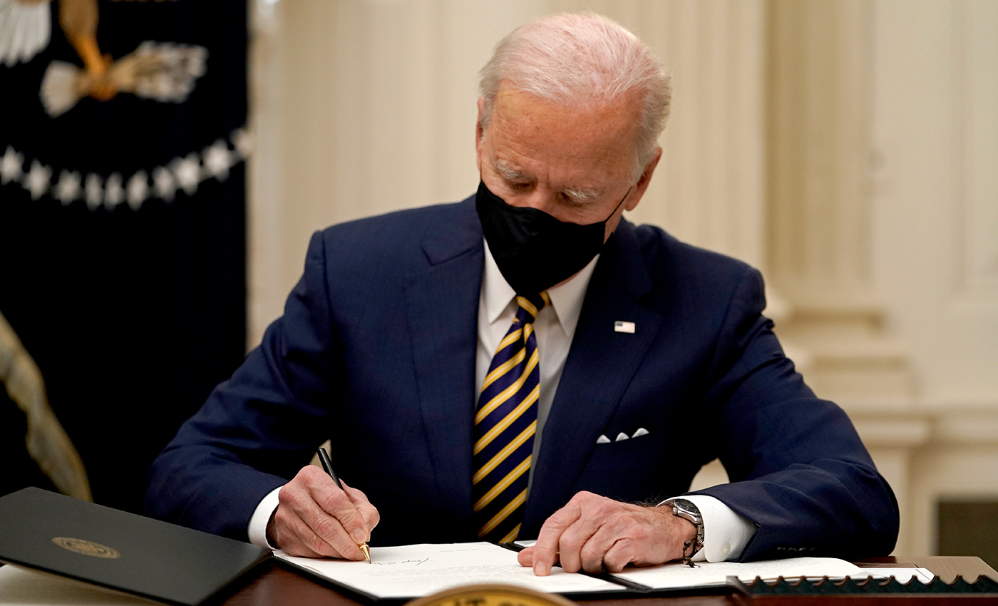 Biden removed military flags from the Oval Office on the first day as president.