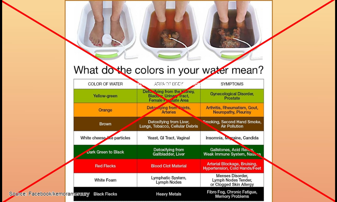 Ionic foot baths detox the body, which is evident by a change in the color of the water.