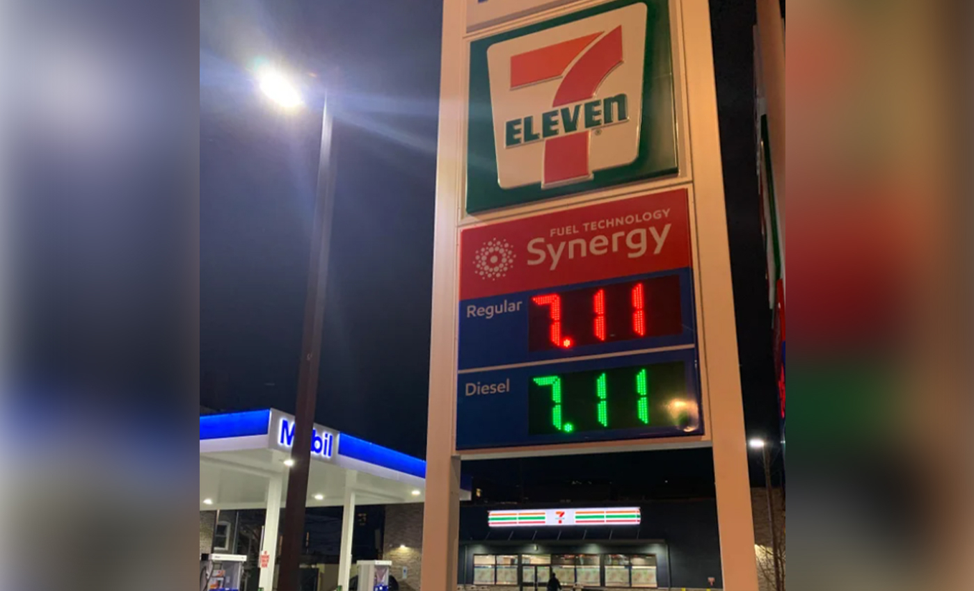 Gas prices at a 7-Eleven store reached $7.11 in June 2022.