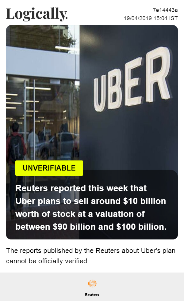 Reuters reported this week that Uber plans to sell around $10 billion worth of stock at a valuation of between $90 billion and $100 billion.