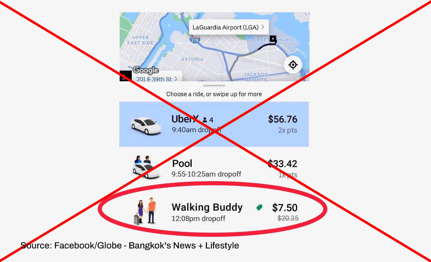 Uber provides a walking partner option to its customers.
