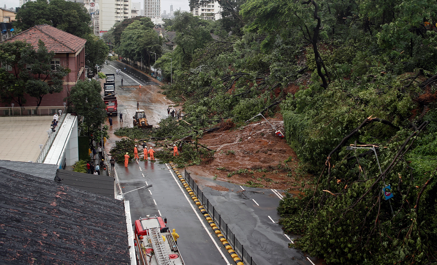 Massive rainfall caused a landslide on Western Express Highway in Mumbai.