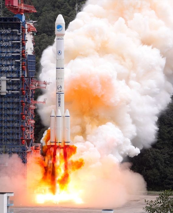 Chinese Long March-3B carrier rocket fails during the launch of the Indonesian satellite.