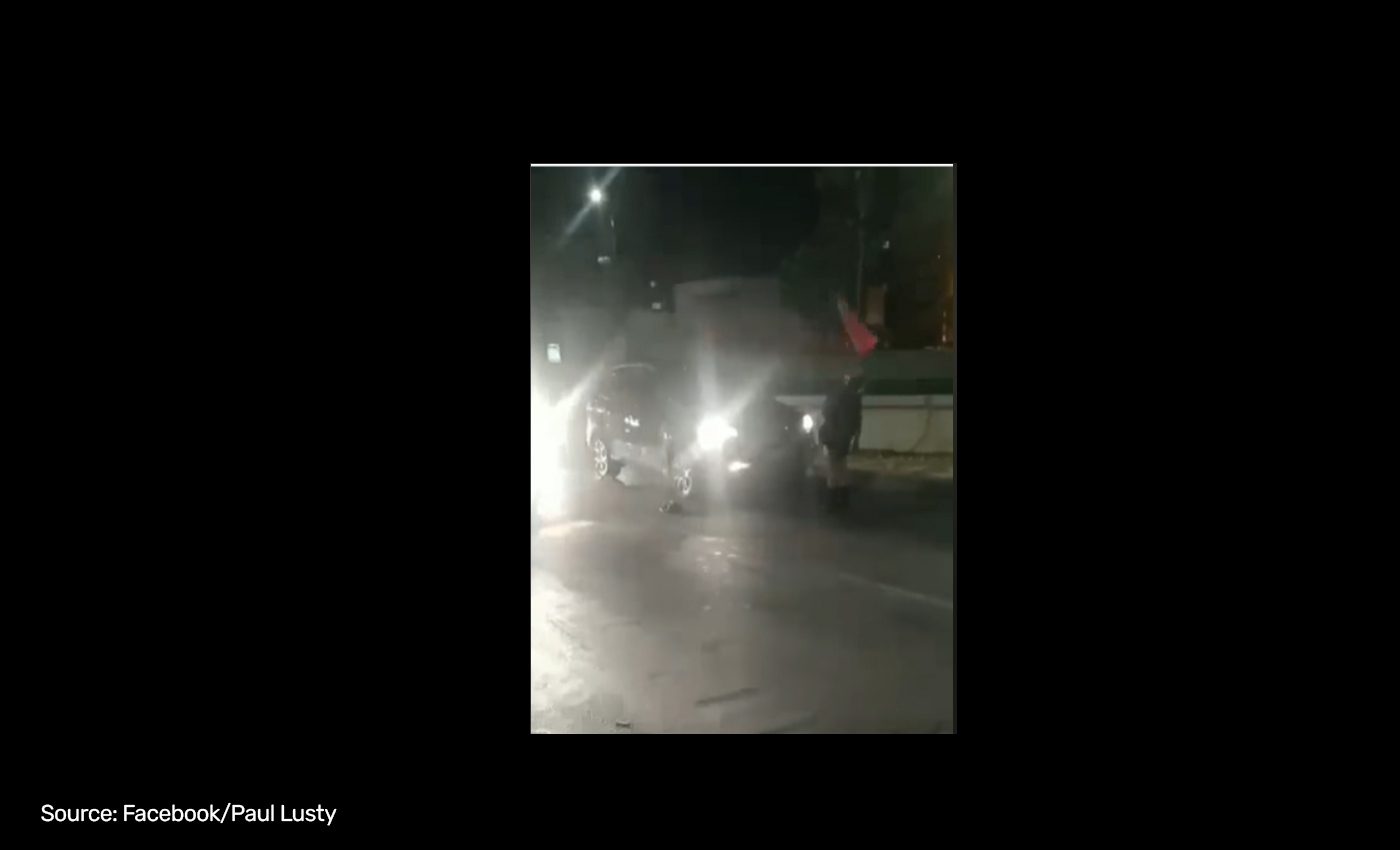 A Just Stop Oil activist was hit with a traffic cone on the M25 motorway.