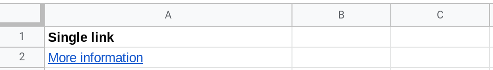 Screenshot of a Google Sheets spreadsheet showing a cell containing a link.