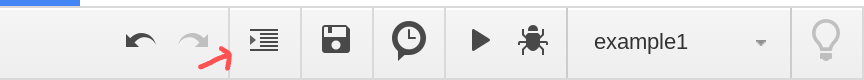 Screenshot of the toolbar in the Google Apps Script editor.