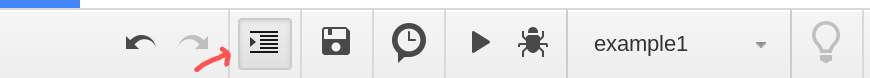 Screenshot of the toolbar in the Google Apps Script editor.