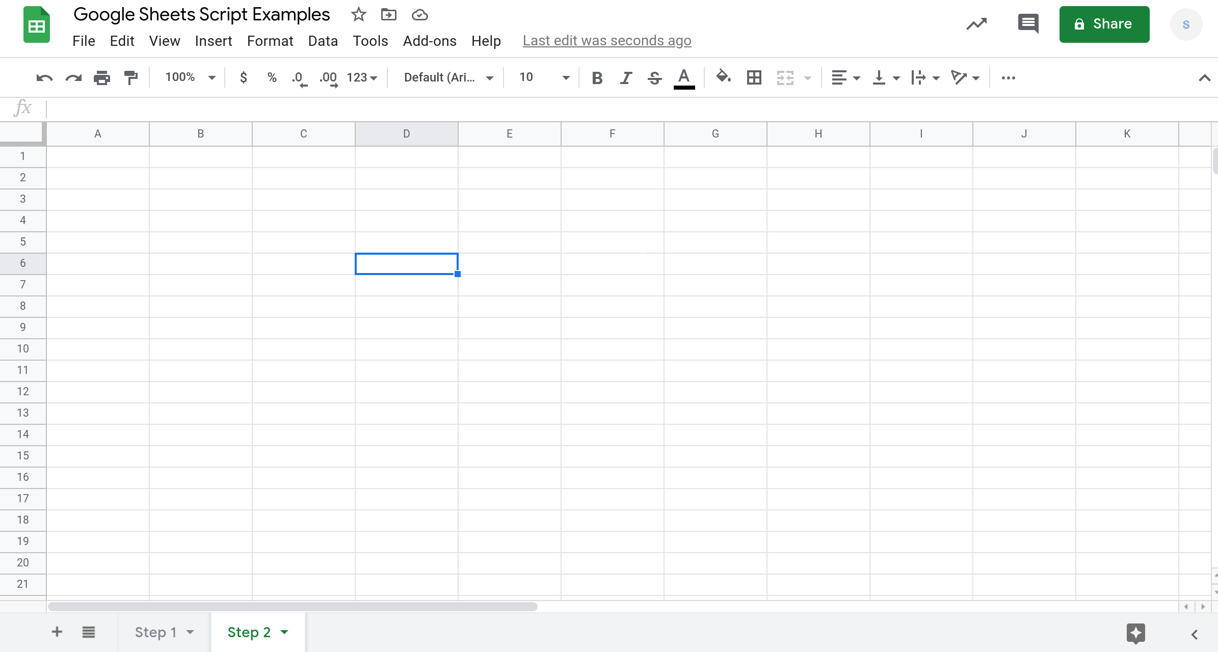 Screenshot of a Google Sheets spreadsheet.