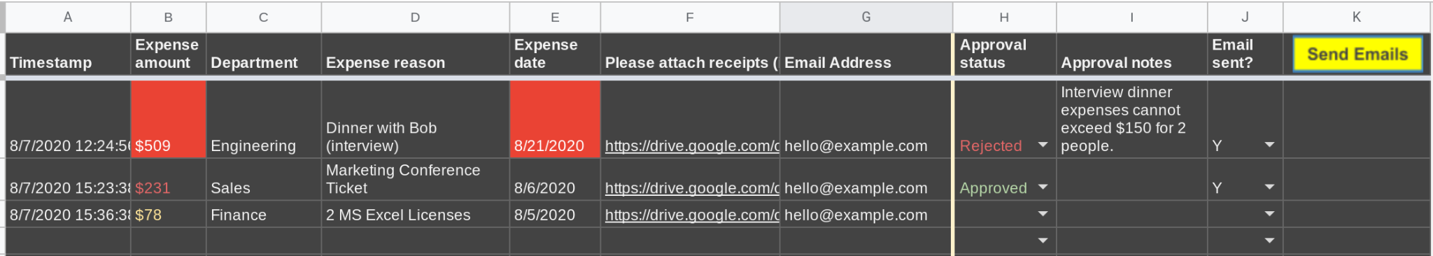 Screenshot of a Google Sheets spreadsheet.