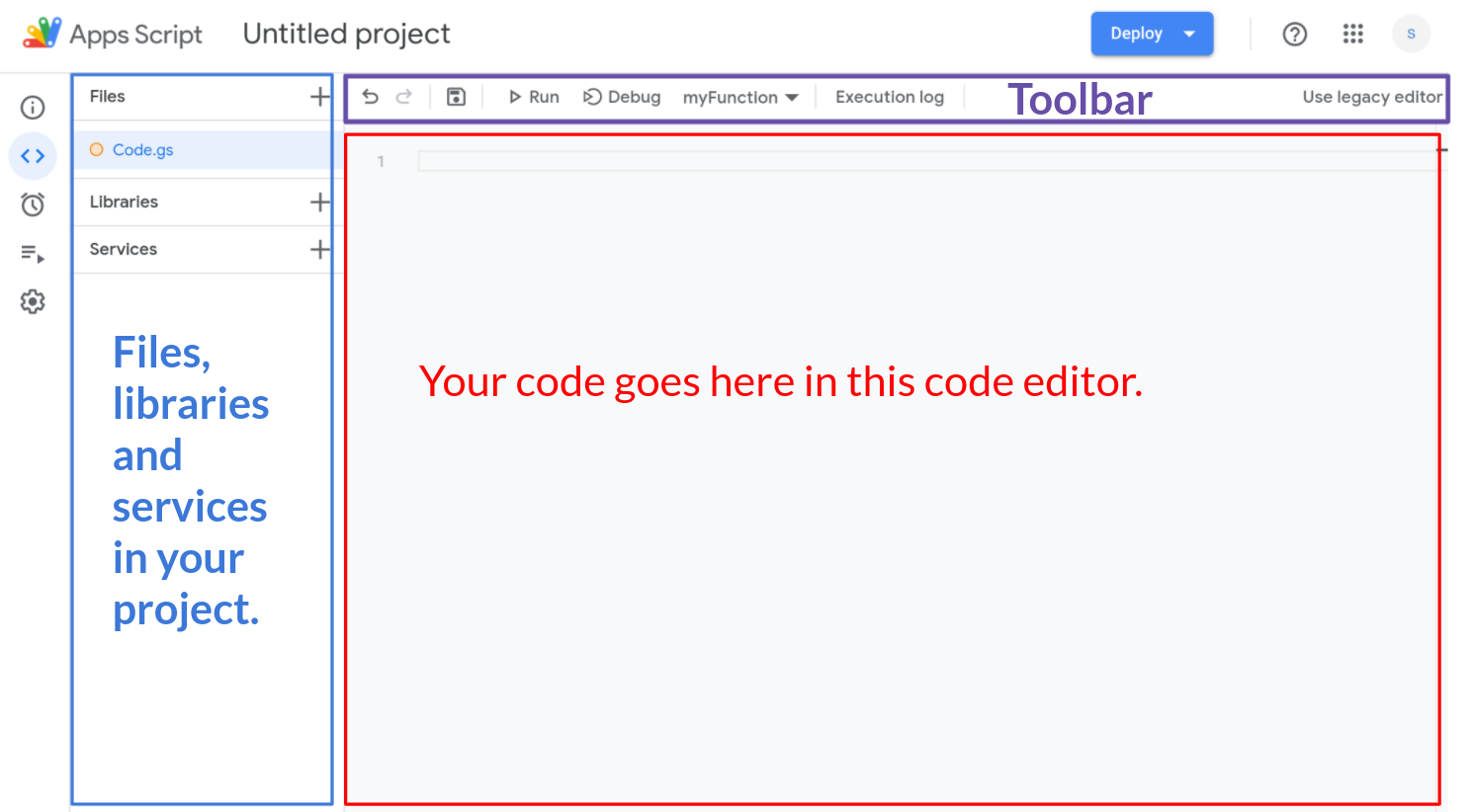 Screenshot of the Google Apps Script editor.