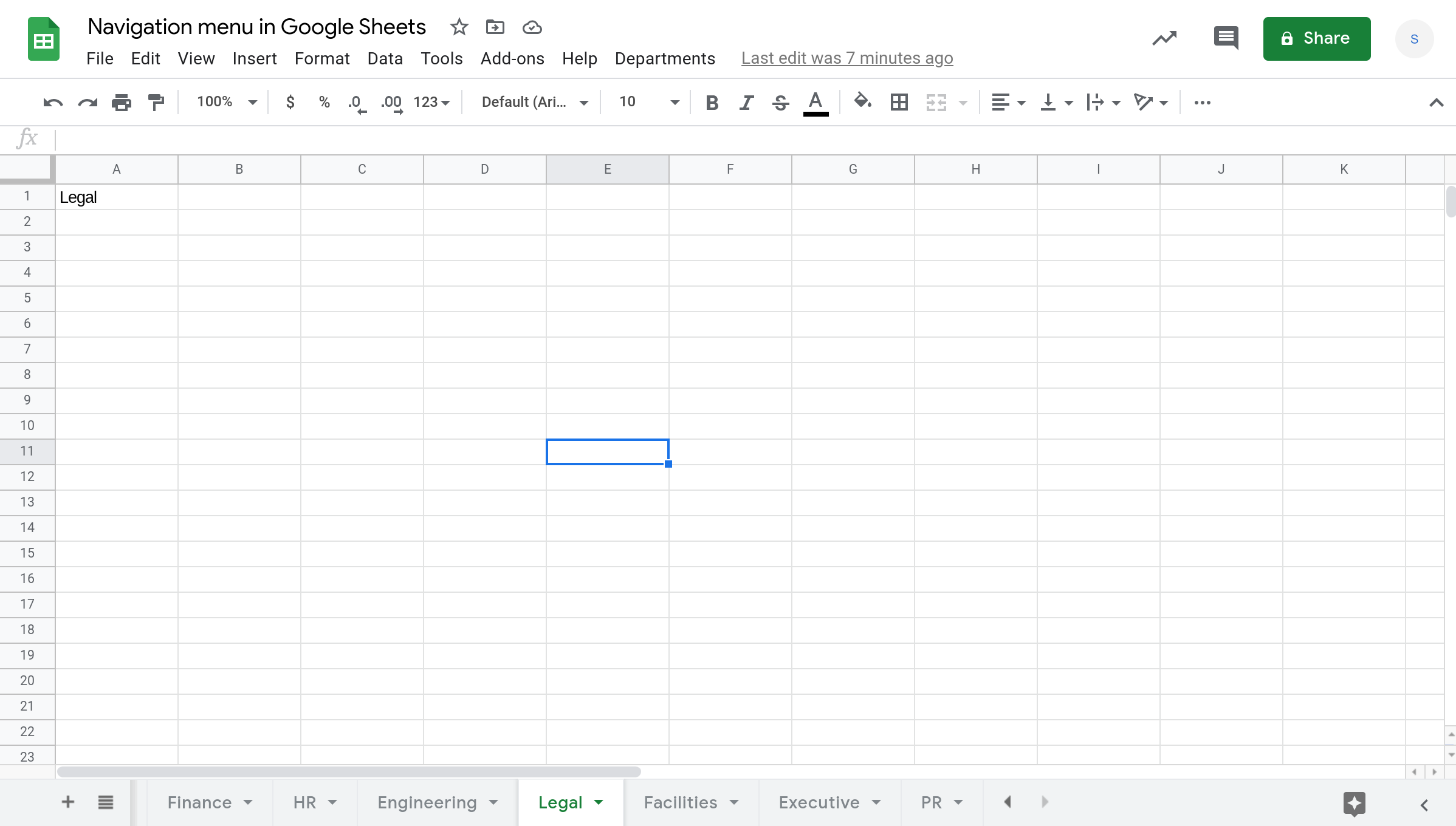 Screenshot of a Google Sheets spreadsheet.