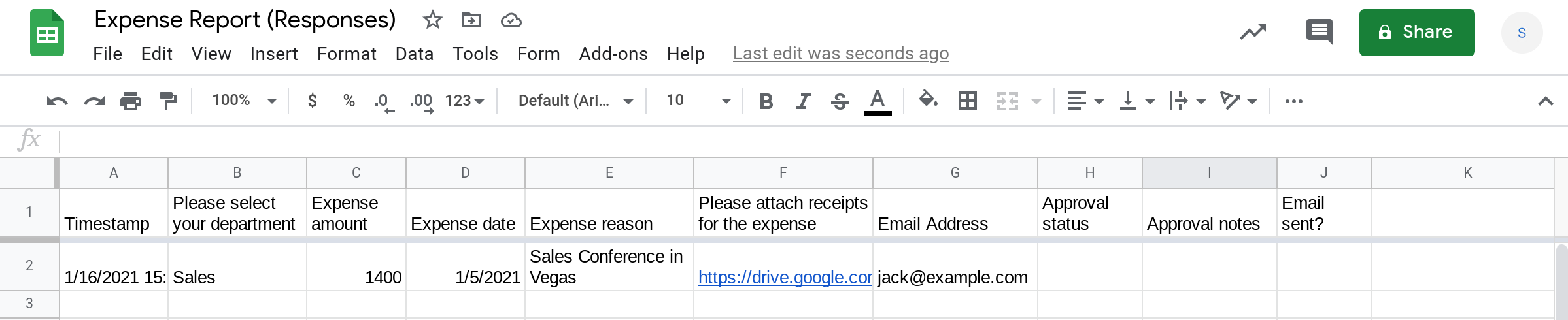 Screenshot of a Google Sheets spreadsheet.