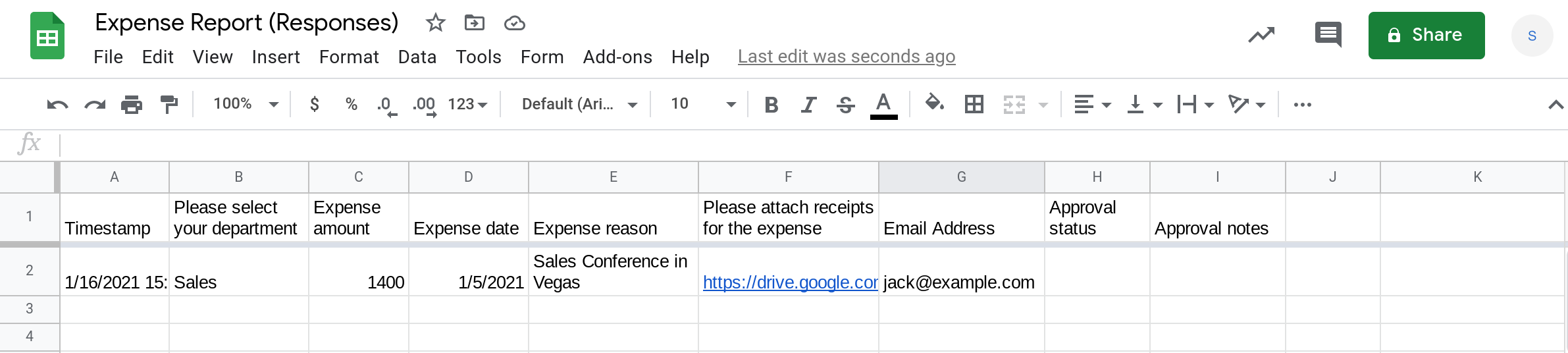 Screenshot of a Google Sheets spreadsheet.