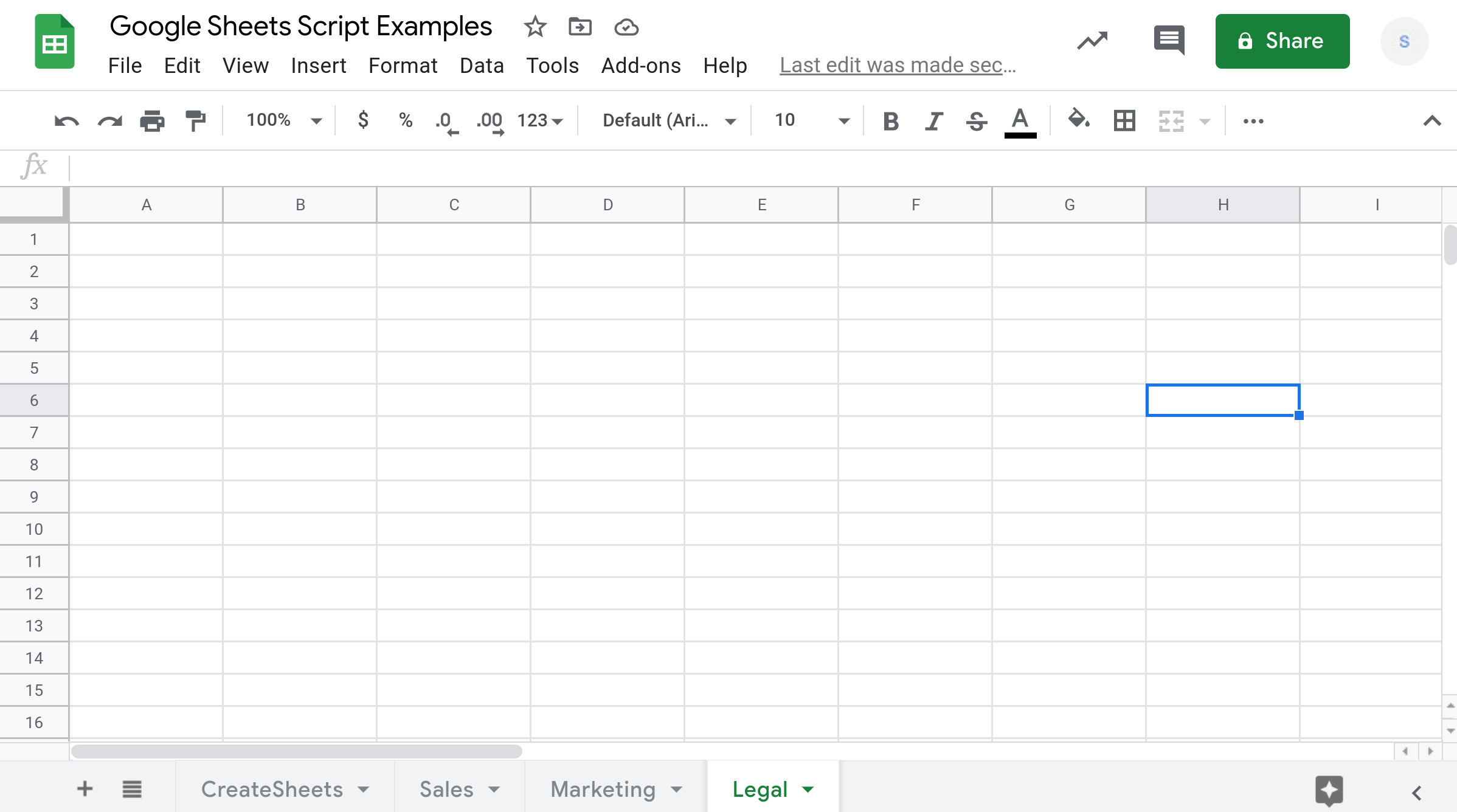 Screenshot of a Google Sheets spreadsheet.