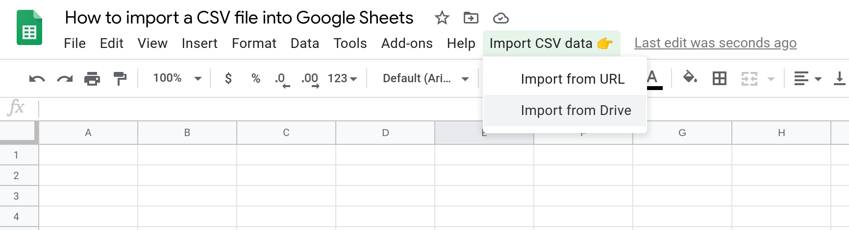 Screenshot of a custom menu in a Google Sheet with a menu item selected.