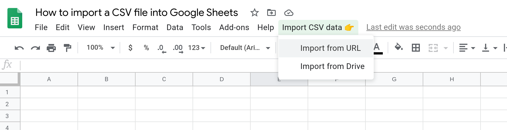 Screenshot of a custom menu in a Google Sheet with a menu item selected.