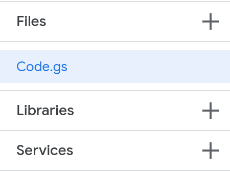 Screenshot of the left sidebar in the Apps Script editor.