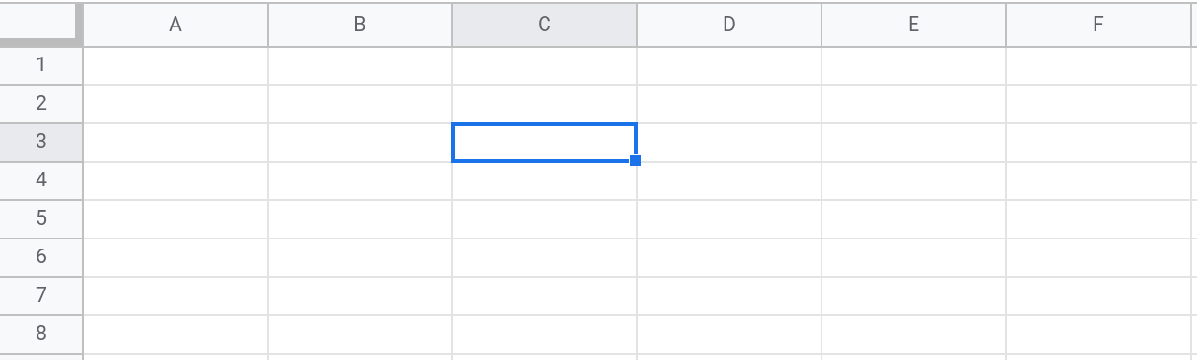 Screenshot of a Google Sheets spreadsheet showing the range C3 selected.